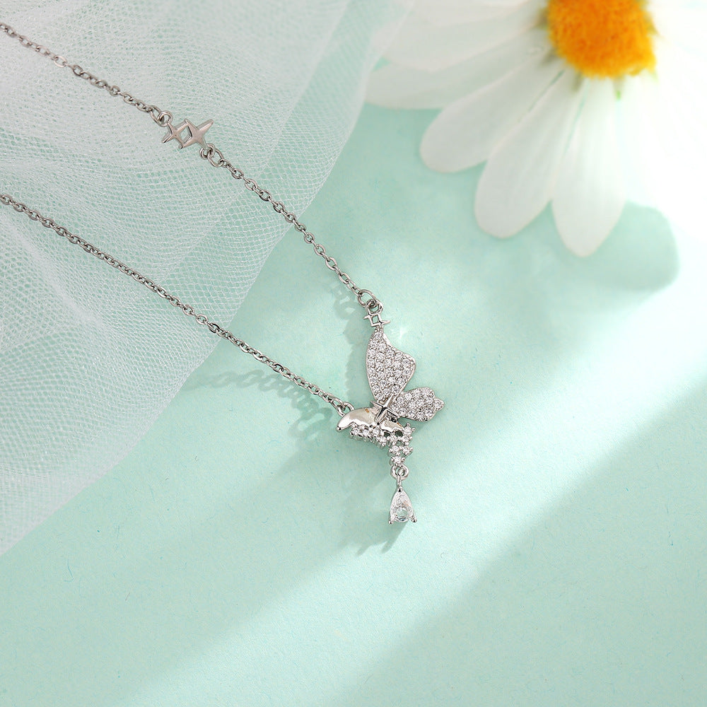 AZURE LEAF Butterfly broken diamond angel lucky necklace