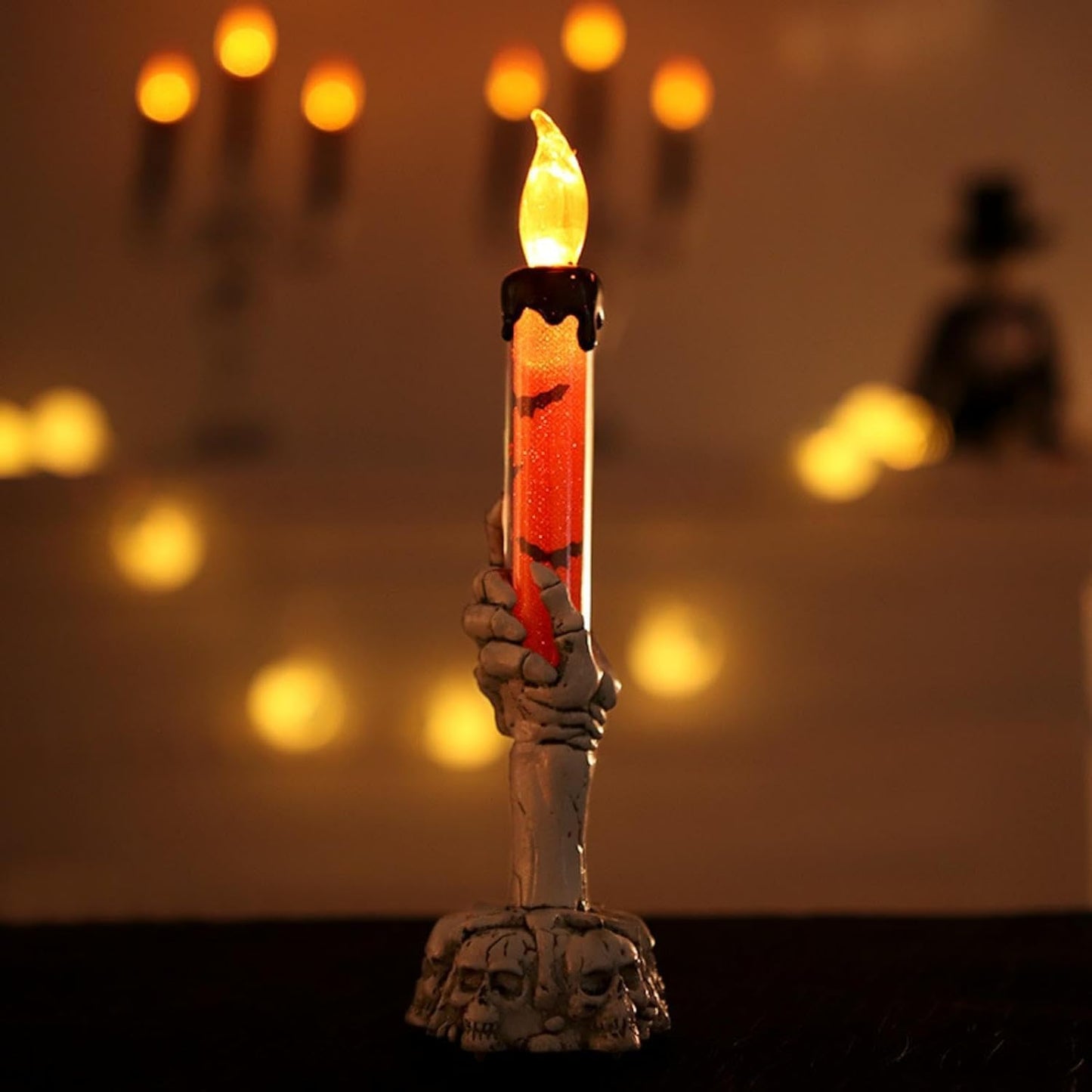 Halloween skull candlestick lamp, skull ghost hand flameless candle lamp party bar decoration lamp