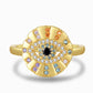 AZURE LEAF Colored broken diamond Evil Eye adjustable ring