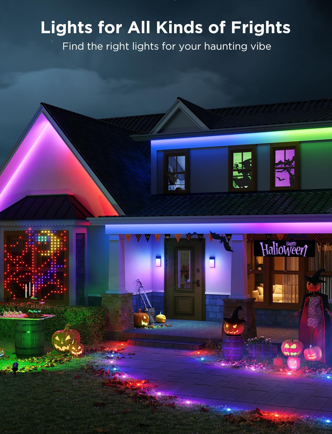 Nocevital Outdoor Neon Light Rope, RGBIC IP67 Waterproof Halloween Decoration with 64 Scene Modes, Music Sync, Flexible LED Outdoor Lights, Halloween Lights