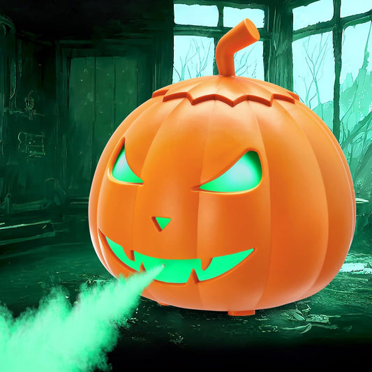 Halloween Pumpkin Smoke Machine, Pumpkin Smoke Machine with 12 Colors LED Lights for Halloween Front Porch Decoration Haunted House Party Stage