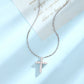 AZURE LEAF Full-Pavé Cross Necklace