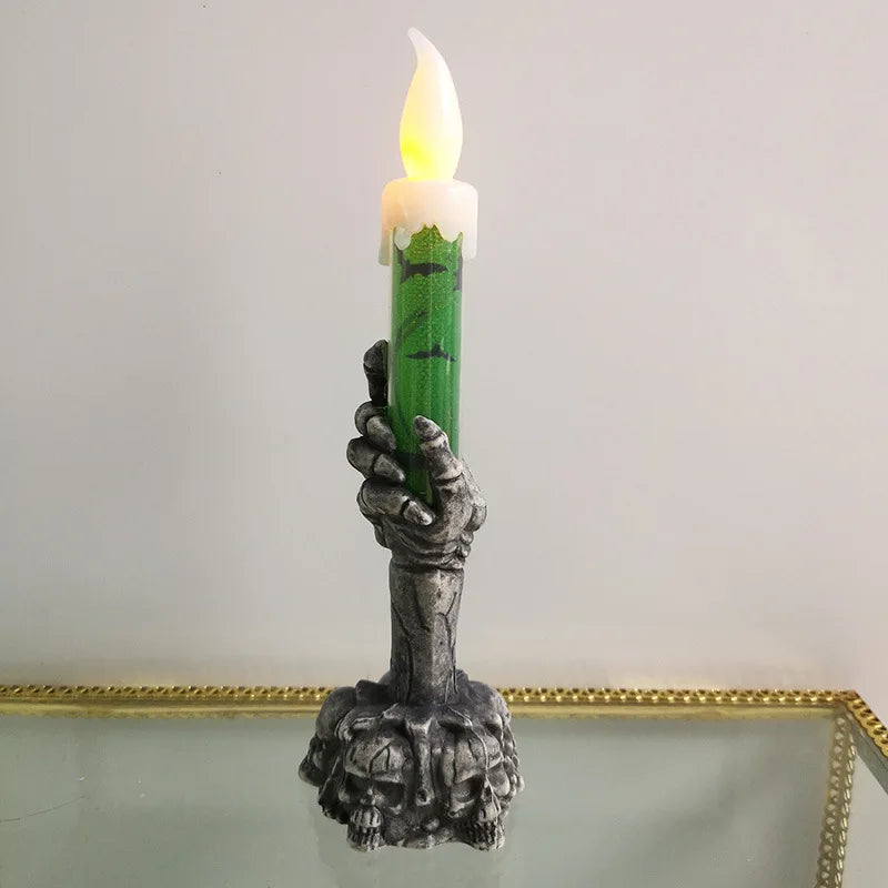 Halloween skull candlestick lamp, skull ghost hand flameless candle lamp party bar decoration lamp