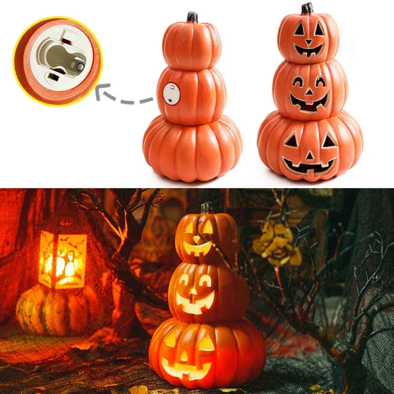 Rocinha Plastic Jack O Lantern Pumpkins Outdoor Indoor Halloween Light up Pumpkin with Spooky Lights Battery Operated Lighted Pumpkins Halloween Pumpkin Decoration Party Favor for Haunted House Porch