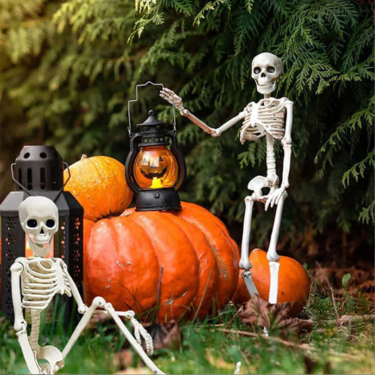 Halloween Posable Skeleton - Full body Halloween skeleton with movable joints, suitable for haunted house props decoration