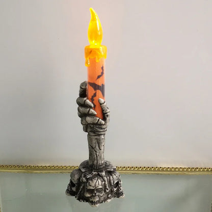 Halloween skull candlestick lamp, skull ghost hand flameless candle lamp party bar decoration lamp